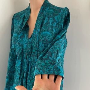 🌸 18” PTP S M Stunning washable silk dress tunic empire paisley dama…